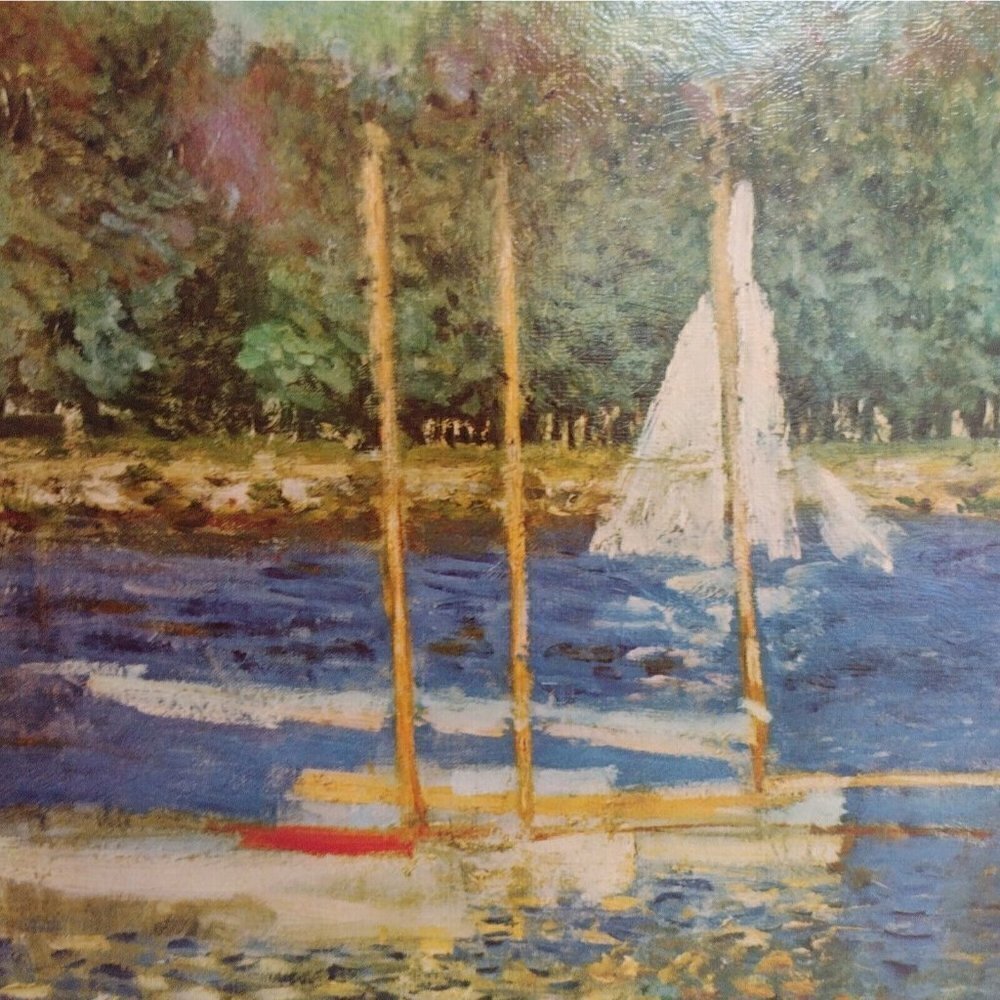 Vtg Claude Monet Bassin D' Argenteuil Lithograph  16 X 20 Victorian Art Sailboat - Picture 7 of 9